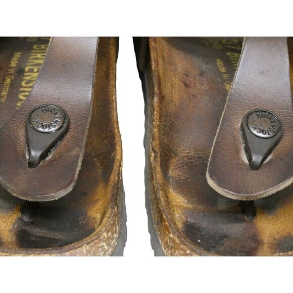 Birkenstock Gizeh Brown Leather Sandals‎ Size 37 beach boho - Picture 4 of 10